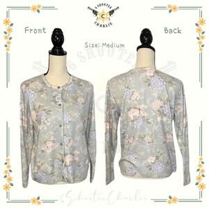 VTG Marchetta Sweater Womens Medium Floral Cardigan Button Cotton Made In USA